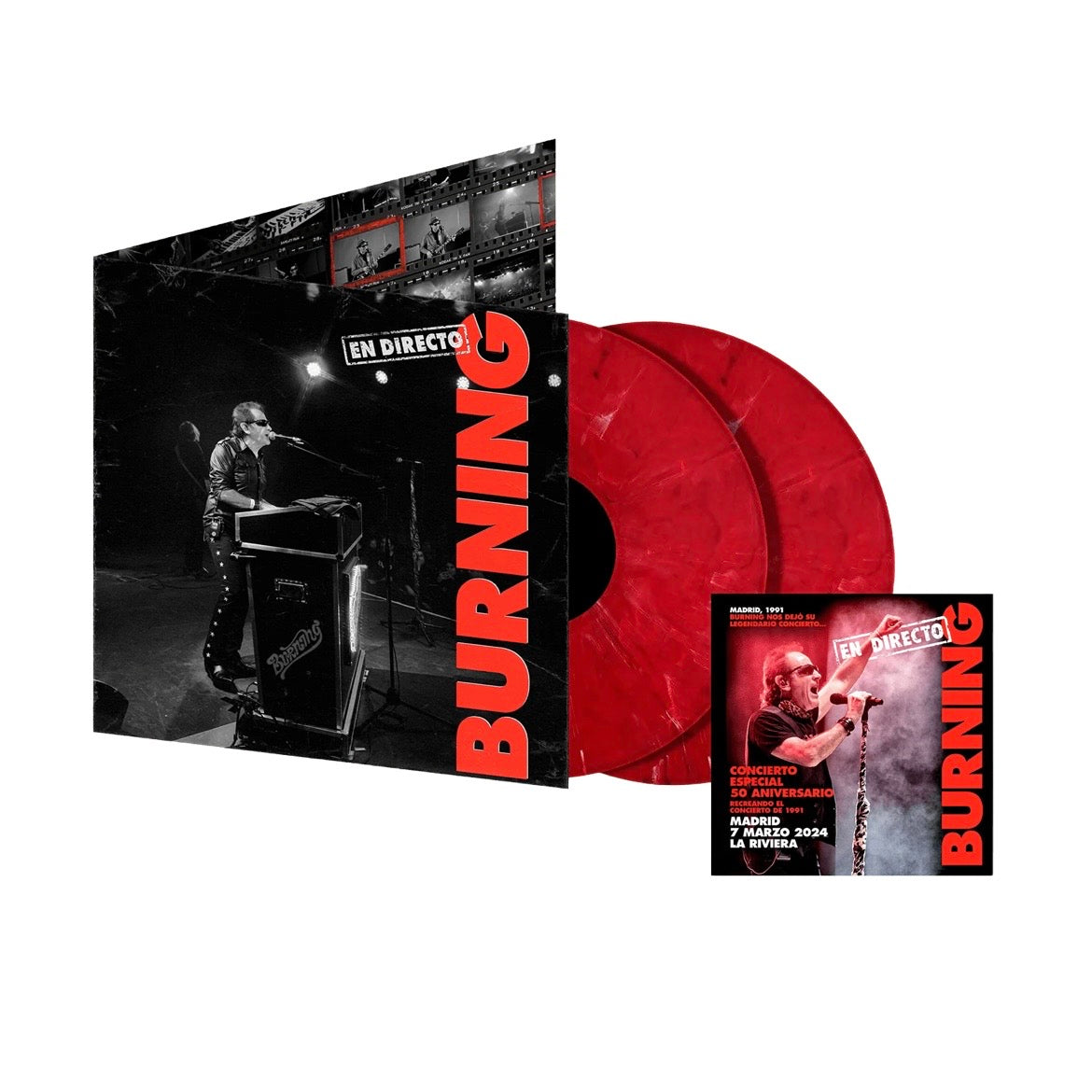 BURNING EN DIRECTO 50 ANIVERSARIO (VINILO DOBLE ROJO + POSTAL FIRMADA)