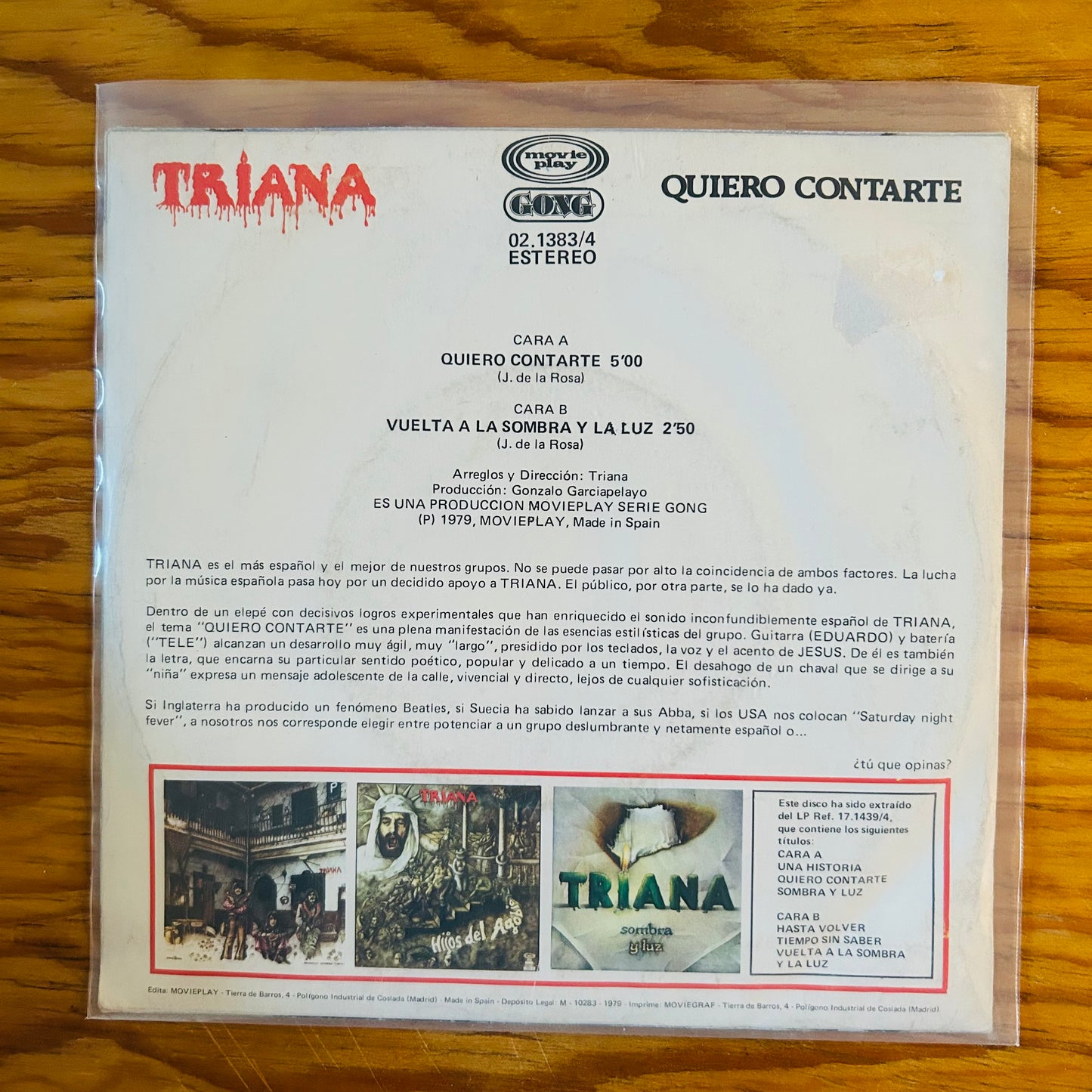 QUIERO CONTARTE (VINILO SINGLE 7”) (2DA MANO)