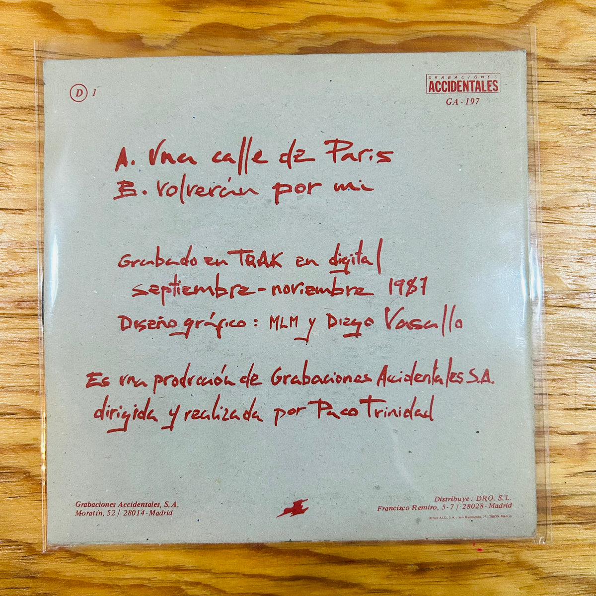 UNA CALLE DE PARIS (VINILO SINGLE 7”)