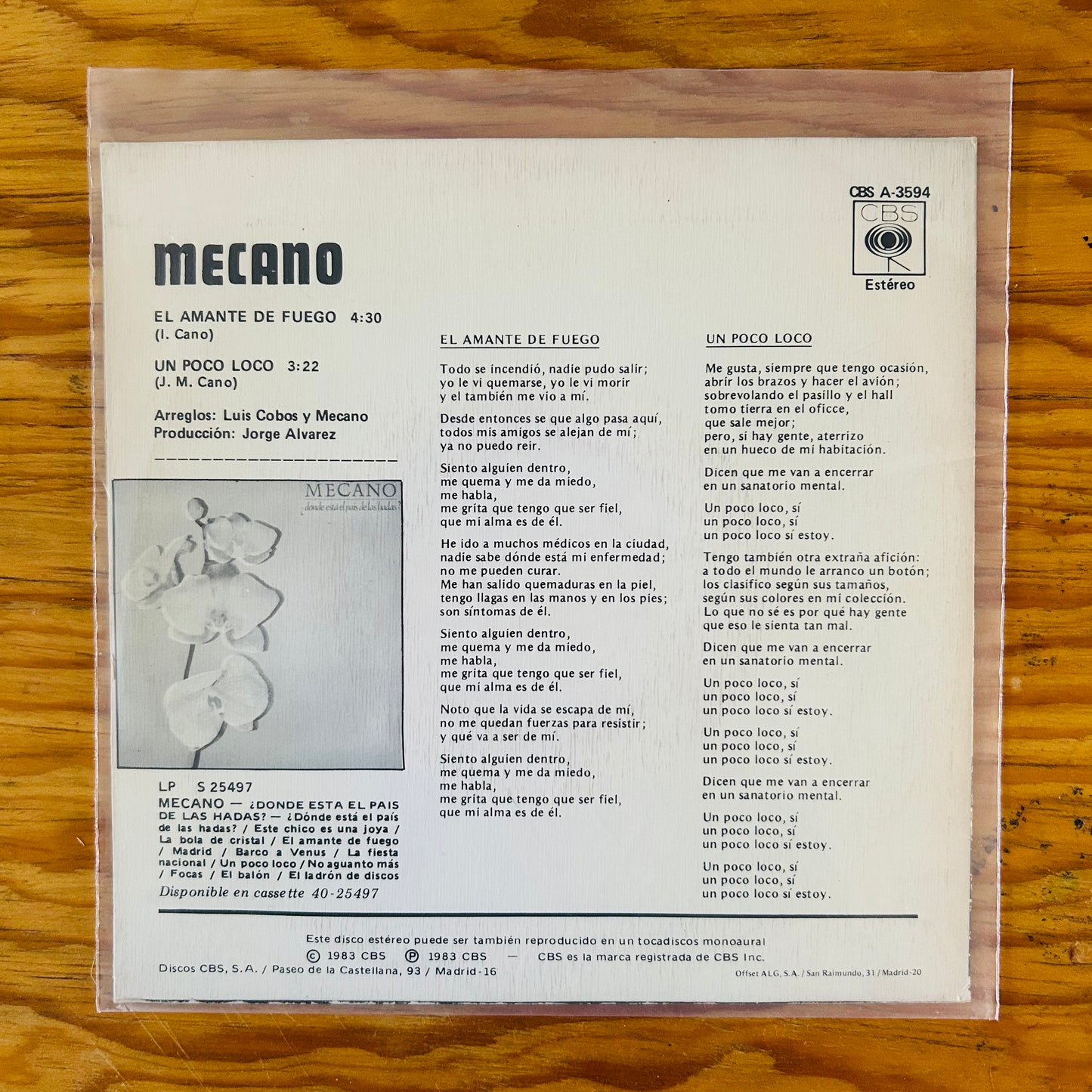 EL AMANTE DE FUEGO (VINILO SINGLE 7”) (2DA MANO)