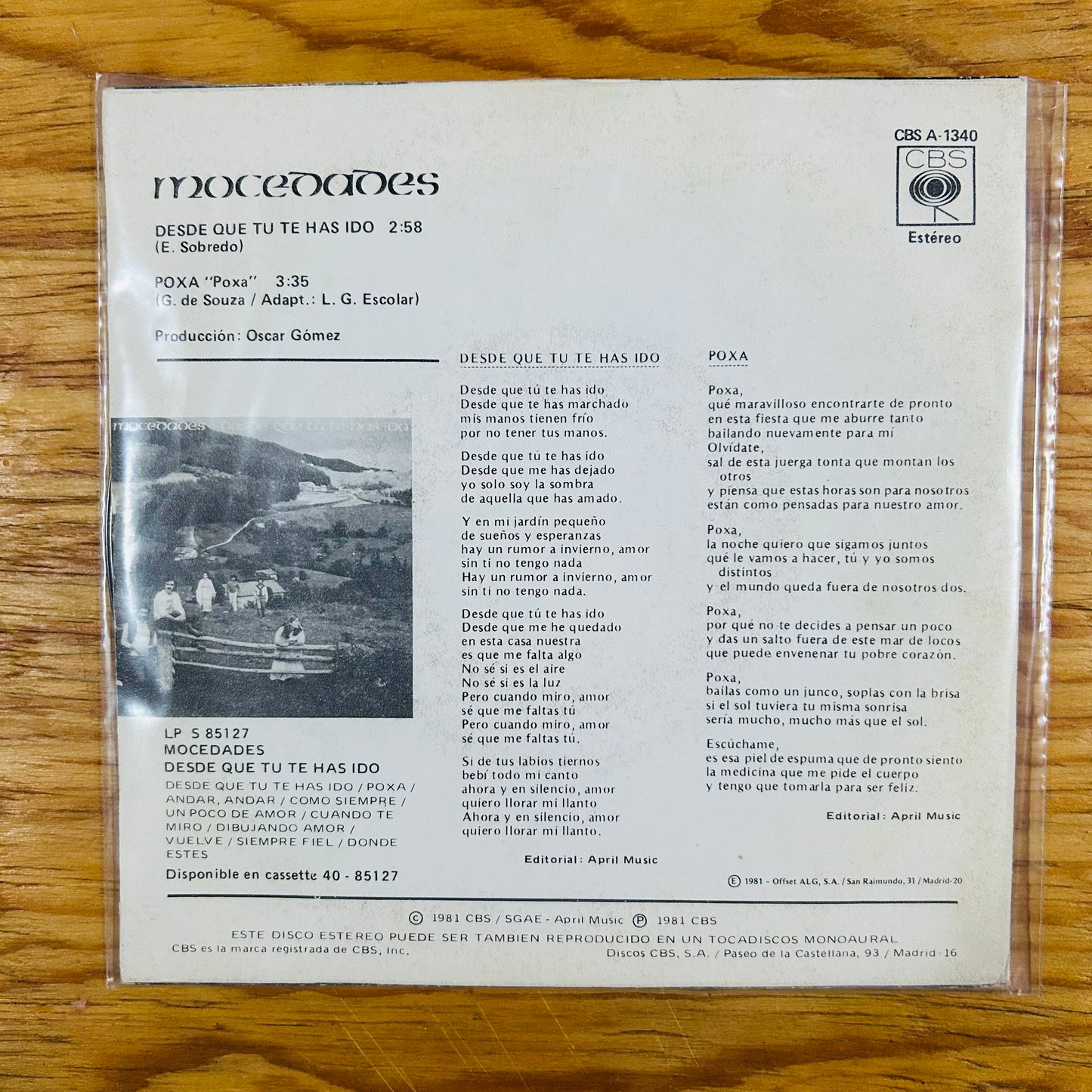 DESDE QUE TU TE HAS IDO (VINILO SINGLE 7”) (2DA MANO)