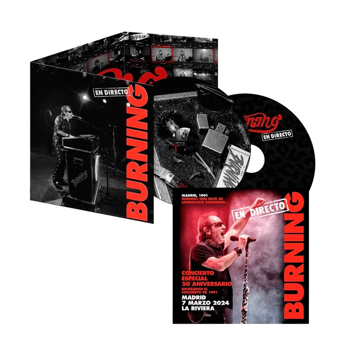 BURNING EN DIRECTO 50 ANIVERSARIO (CD DOBLE + POSTAL FIRMADA)