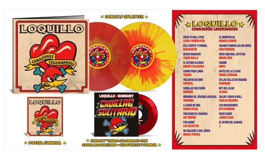 CORAZONES LEGENDARIOS (VINILO DOBLE SPLATTER ROJO Y AMARILLO + VINILO SINGLE 7”)