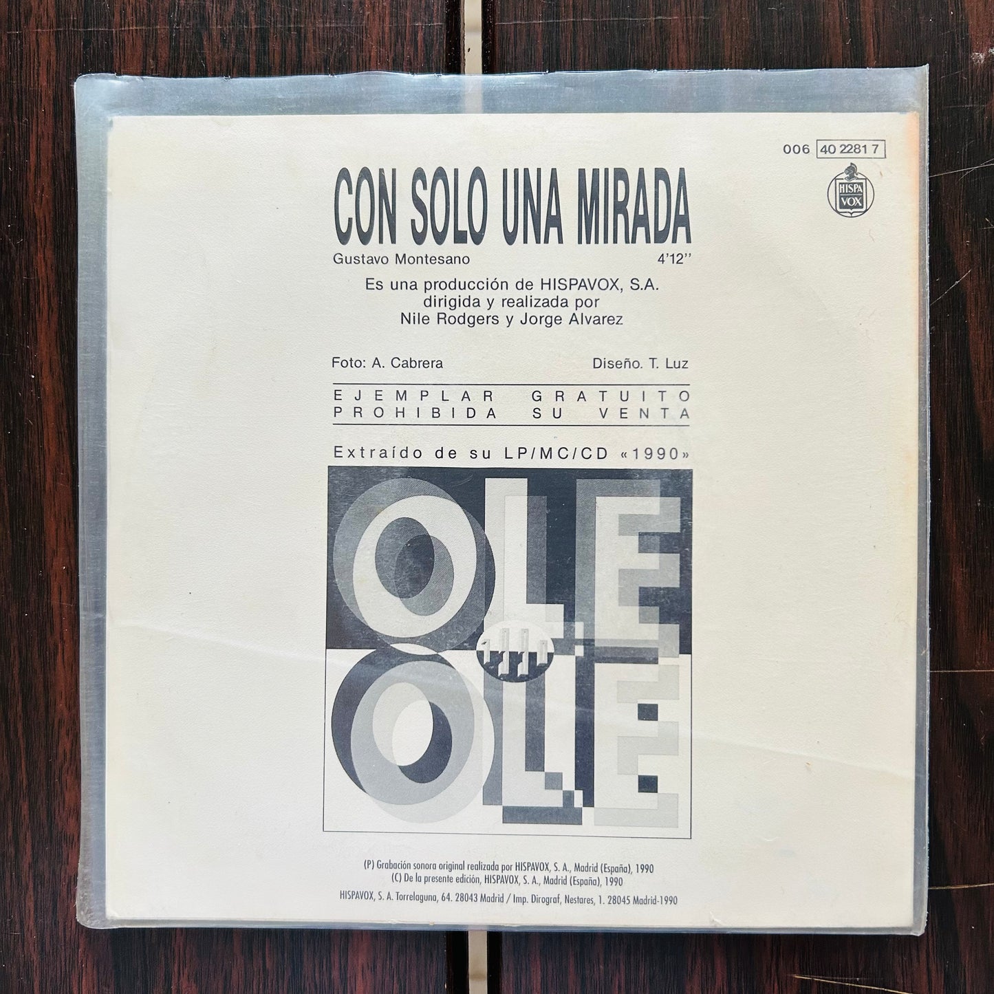 CON SOLO UNA MIRADA (VINILO SINGLE 7”) (2DA MANO)